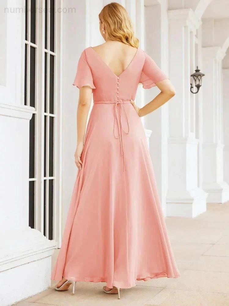 Numbersea Formal Prom Gowns for Mother of The Bride Short Sleeves Bridesmaid Dress 28049 - Image 80
