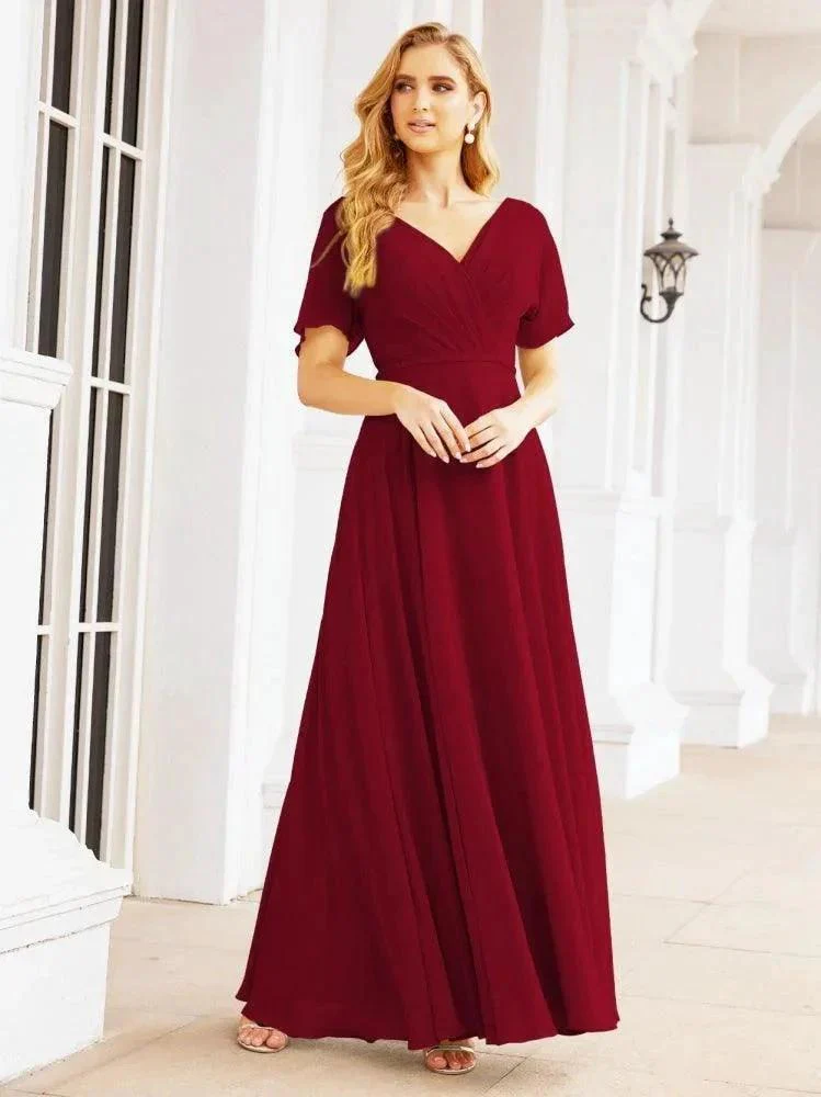 Numbersea Formal Prom Gowns for Mother of The Bride Short Sleeves Bridesmaid Dress 28049 - Image 81