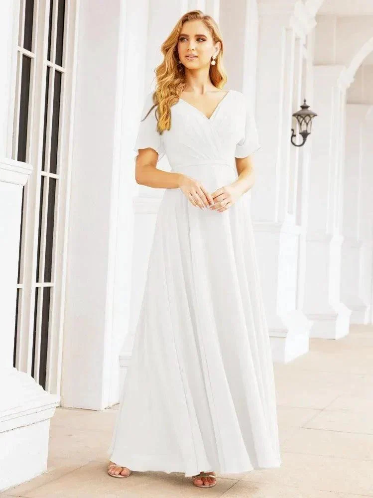 Numbersea Formal Prom Gowns for Mother of The Bride Short Sleeves Bridesmaid Dress 28049 - Image 83