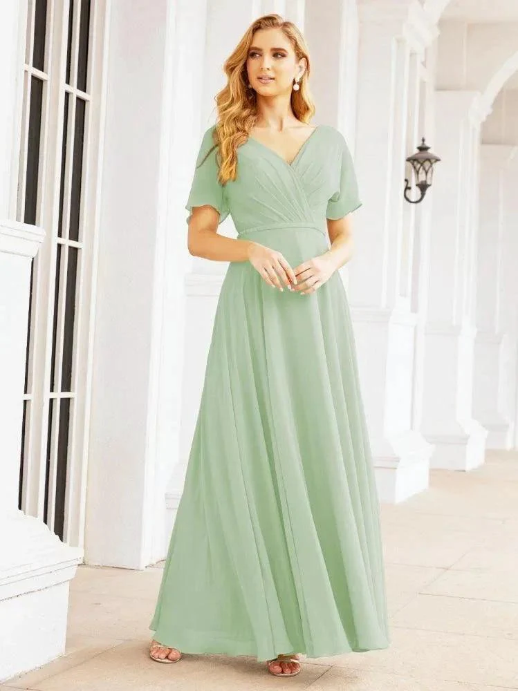 Numbersea Formal Prom Gowns for Mother of The Bride Short Sleeves Bridesmaid Dress 28049 - Image 9