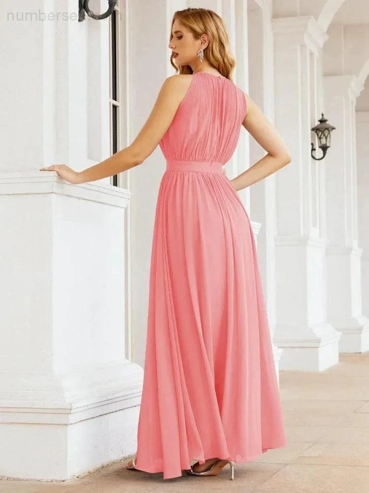 Numbersea Halter Bridesmaid Dress Empire Waist Formal Evening Prom Gown for Mother of The Bride 28030 - Image 60