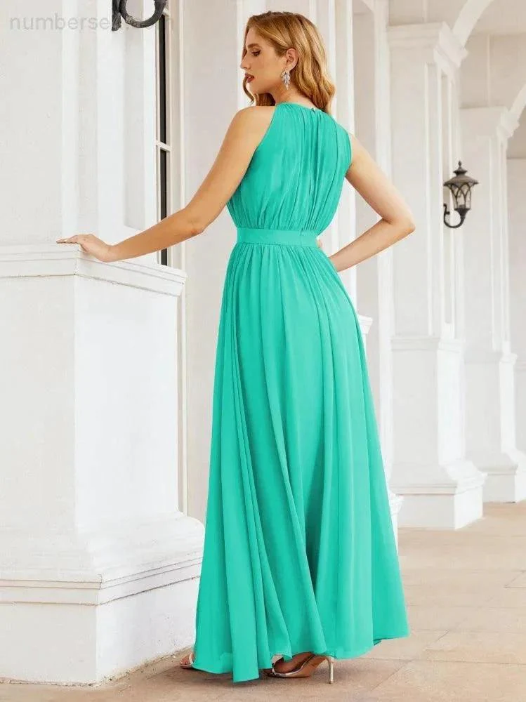 Numbersea Halter Bridesmaid Dress Empire Waist Formal Evening Prom Gown for Mother of The Bride 28030 - Image 64