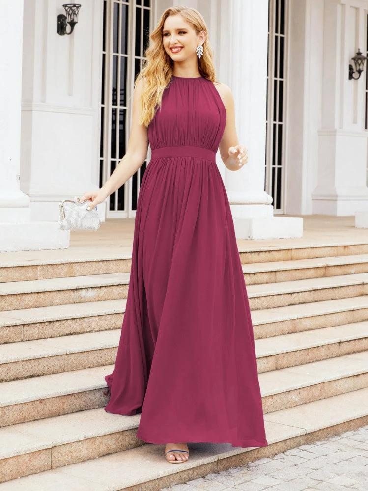 Numbersea Halter Bridesmaid Dress Empire Waist Formal Evening Prom Gown for Mother of The Bride 28030 - Image 67