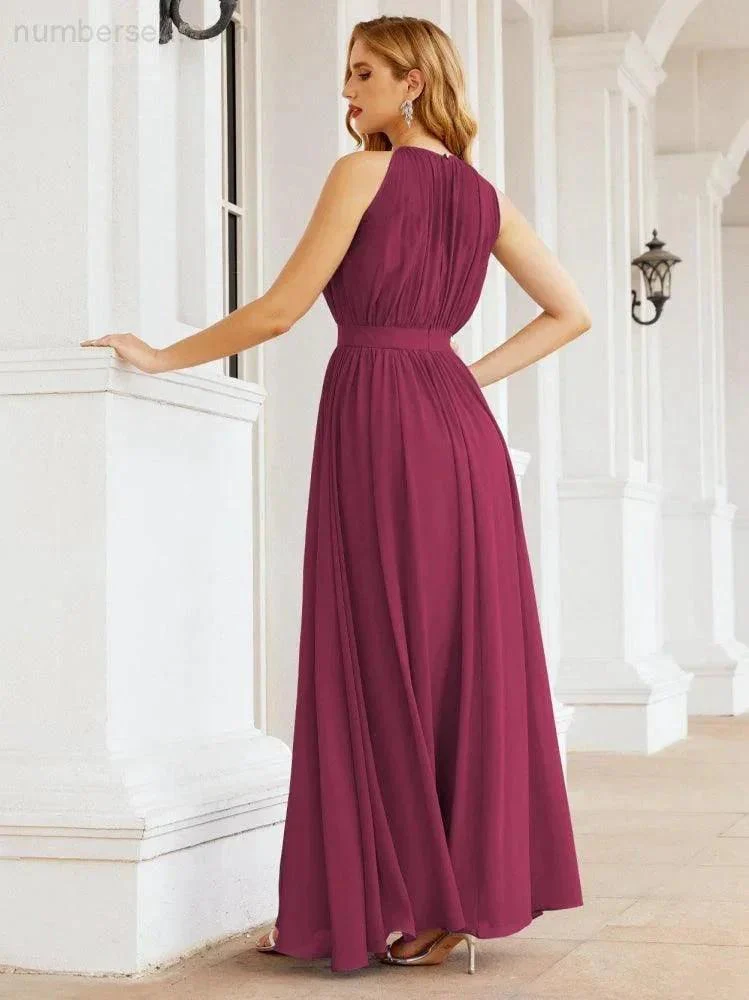 Numbersea Halter Bridesmaid Dress Empire Waist Formal Evening Prom Gown for Mother of The Bride 28030 - Image 68