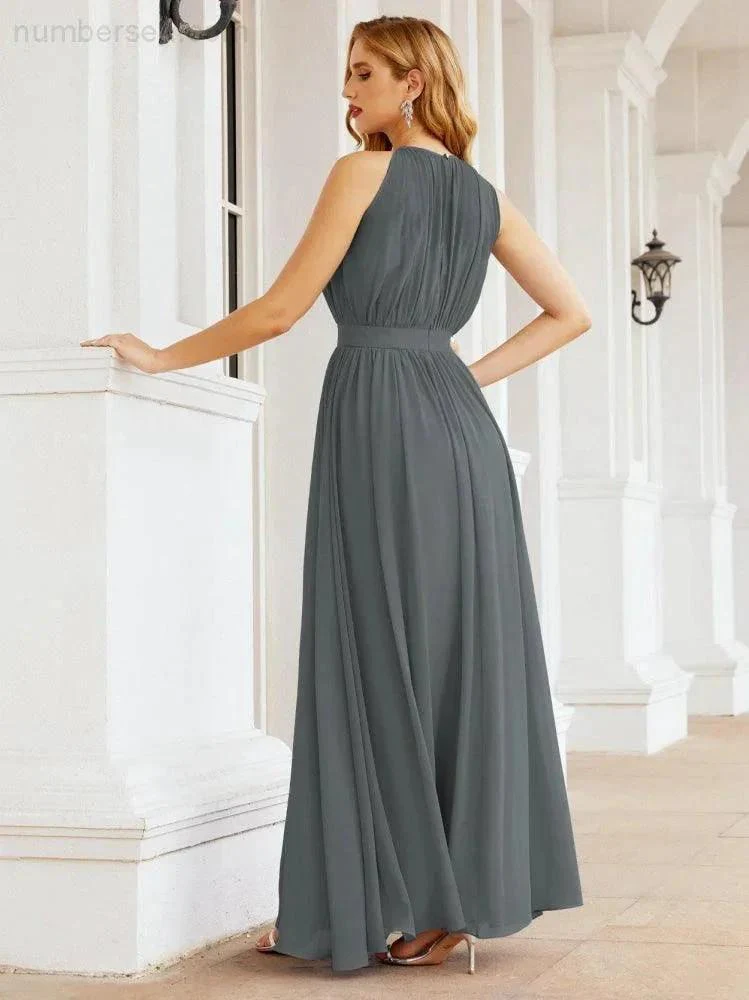 Numbersea Halter Bridesmaid Dress Empire Waist Formal Evening Prom Gown for Mother of The Bride 28030 - Image 76