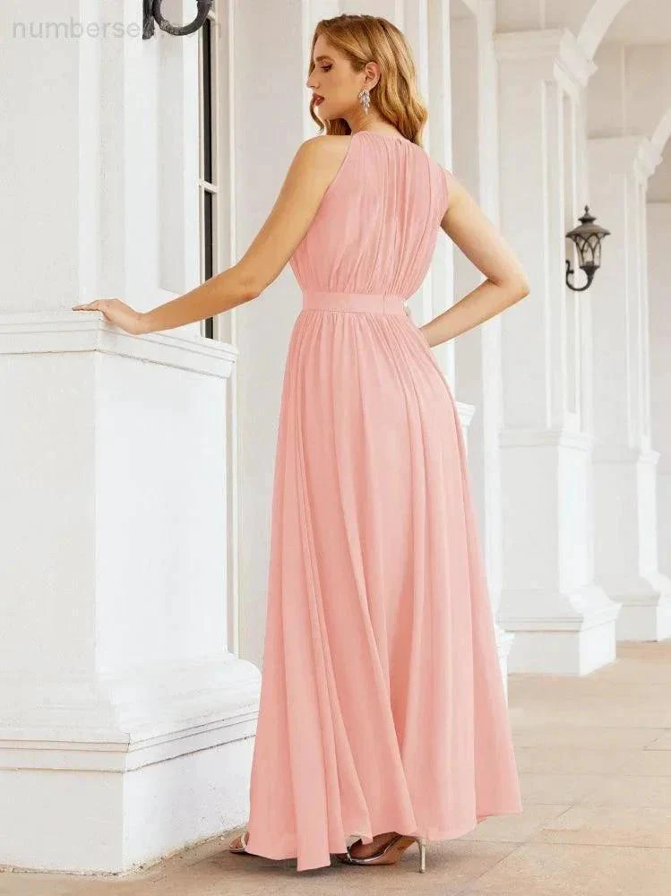 Numbersea Halter Bridesmaid Dress Empire Waist Formal Evening Prom Gown for Mother of The Bride 28030 - Image 80