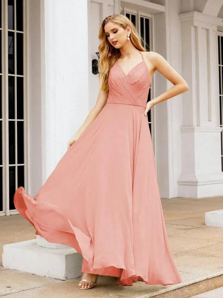 Numbersea Halter Chiffon Bridesmaid Dresses Wedding Appare Sleeveless Formal Prom Dress with Ruffled Back 28035 - Image 15
