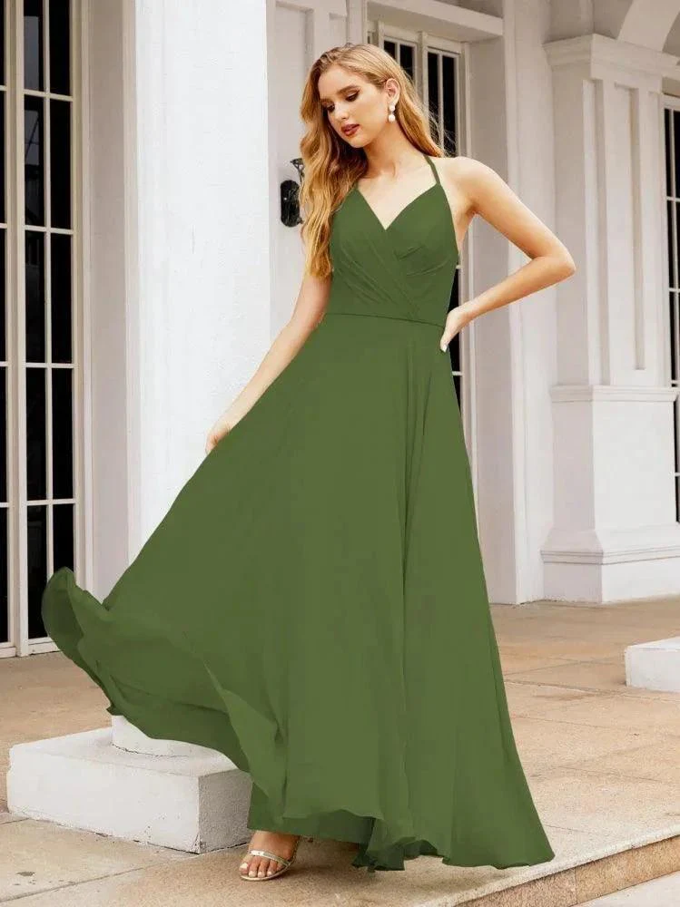 Numbersea Halter Chiffon Bridesmaid Dresses Wedding Appare Sleeveless Formal Prom Dress with Ruffled Back 28035 - Image 18