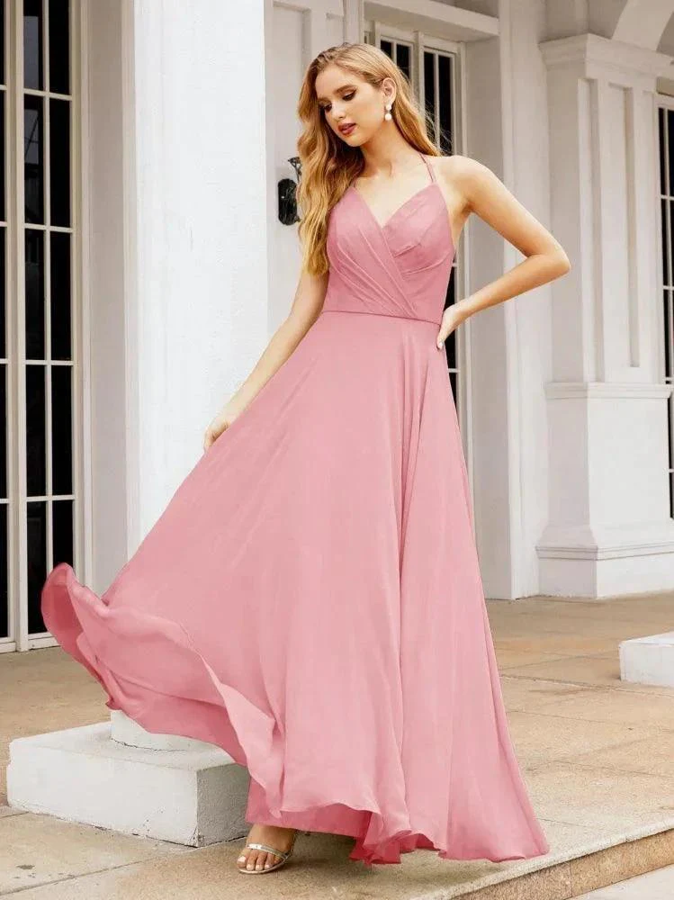Numbersea Halter Chiffon Bridesmaid Dresses Wedding Appare Sleeveless Formal Prom Dress with Ruffled Back 28035 - Image 30