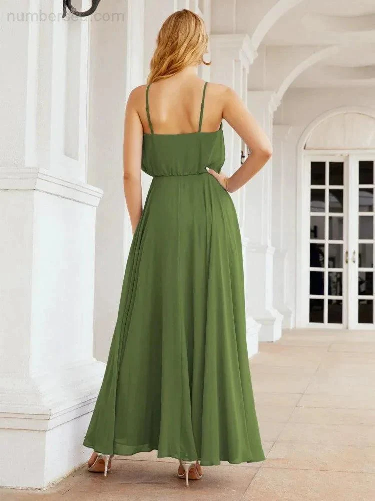 Numbersea  Halter Long Bridesmaid Dresses Formal A line Juniors Dress 28029 - Image 14