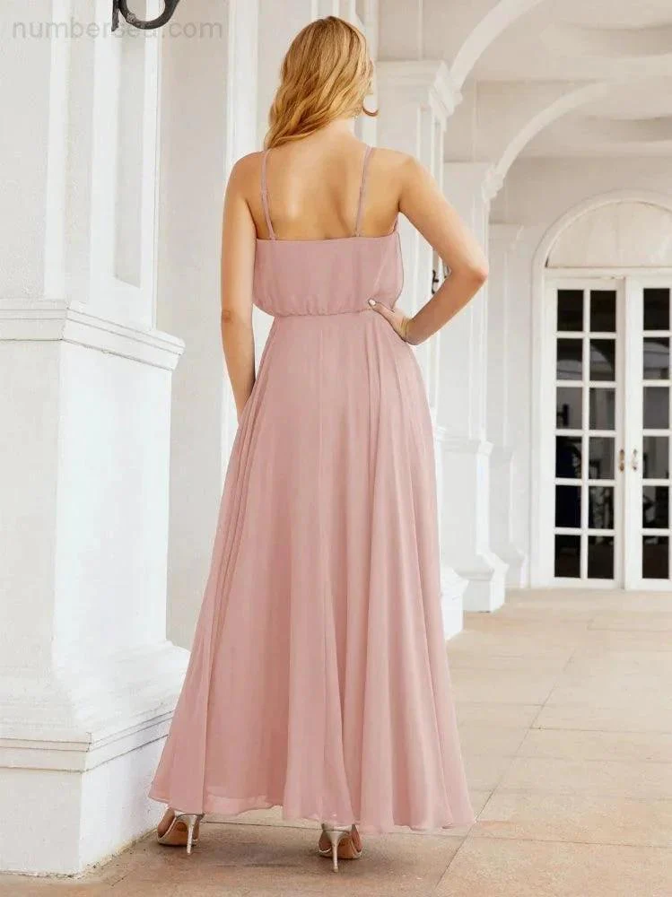 Numbersea  Halter Long Bridesmaid Dresses Formal A line Juniors Dress 28029 - Image 18