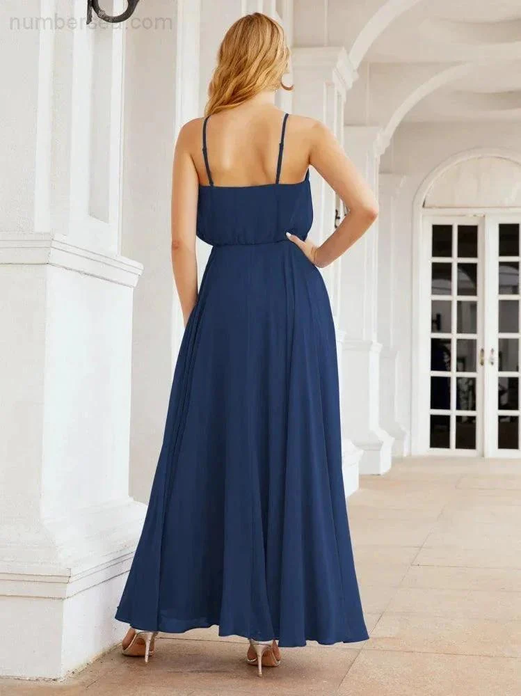Numbersea  Halter Long Bridesmaid Dresses Formal A line Juniors Dress 28029 - Image 26