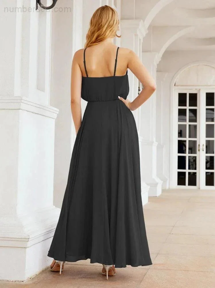 Numbersea  Halter Long Bridesmaid Dresses Formal A line Juniors Dress 28029 - Image 30