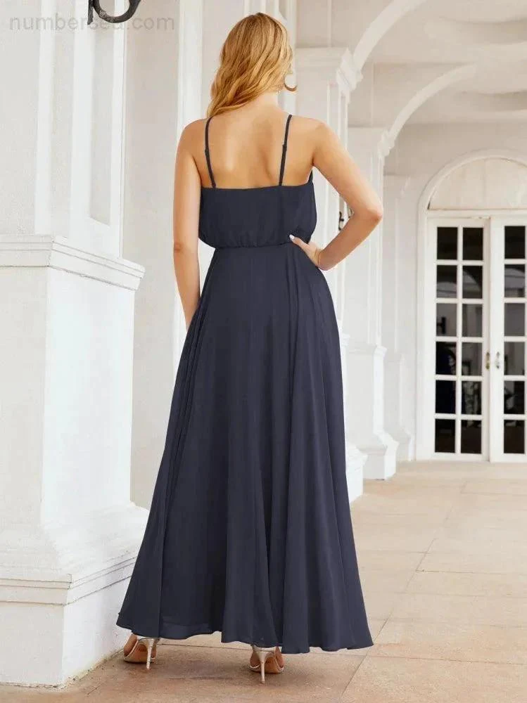 Numbersea  Halter Long Bridesmaid Dresses Formal A line Juniors Dress 28029 - Image 36