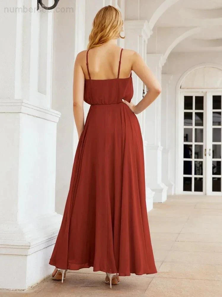 Numbersea  Halter Long Bridesmaid Dresses Formal A line Juniors Dress 28029 - Image 38