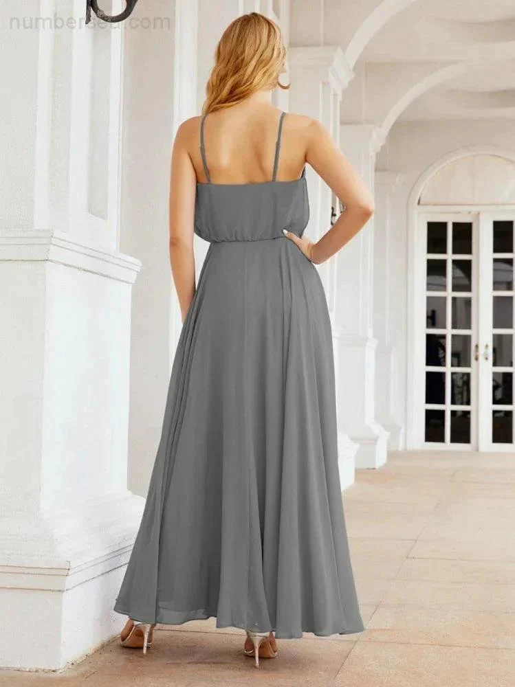 Numbersea  Halter Long Bridesmaid Dresses Formal A line Juniors Dress 28029 - Image 40