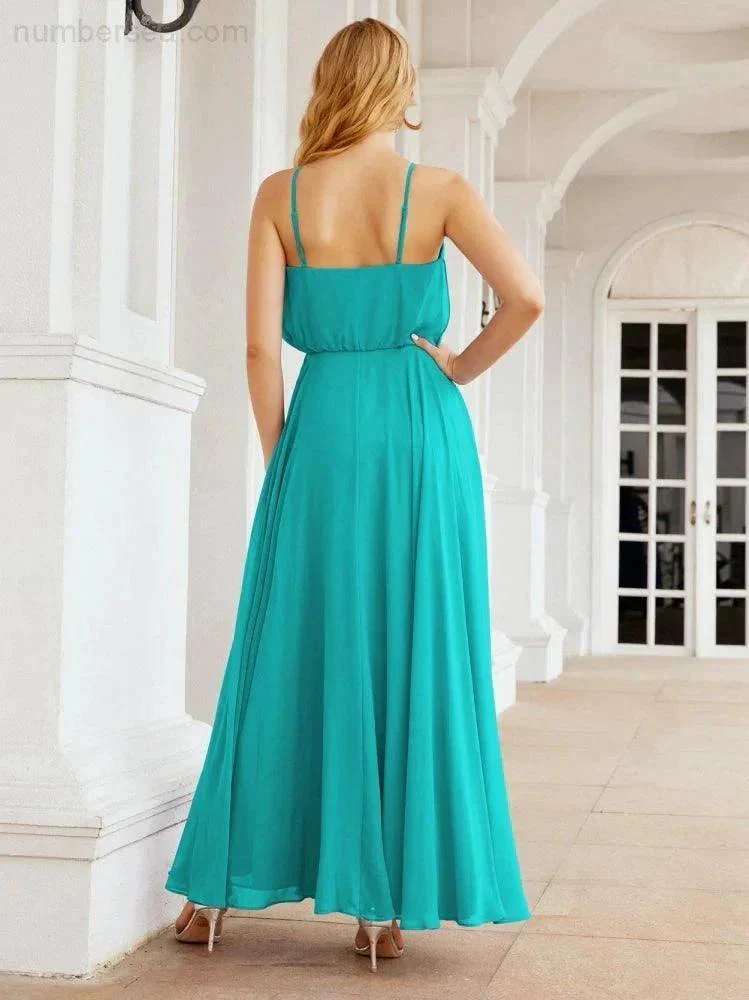 Numbersea  Halter Long Bridesmaid Dresses Formal A line Juniors Dress 28029 - Image 46