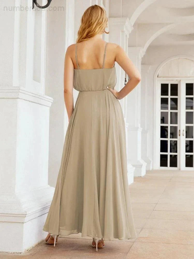 Numbersea  Halter Long Bridesmaid Dresses Formal A line Juniors Dress 28029 - Image 48