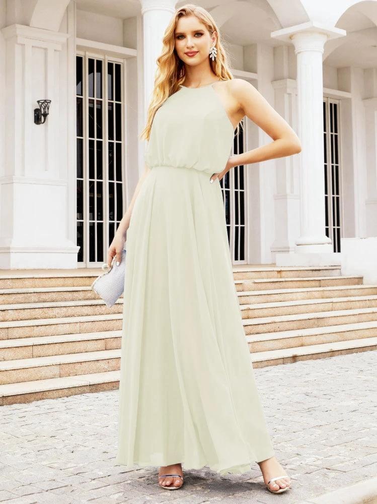 Numbersea  Halter Long Bridesmaid Dresses Formal A line Juniors Dress 28029 - Image 51
