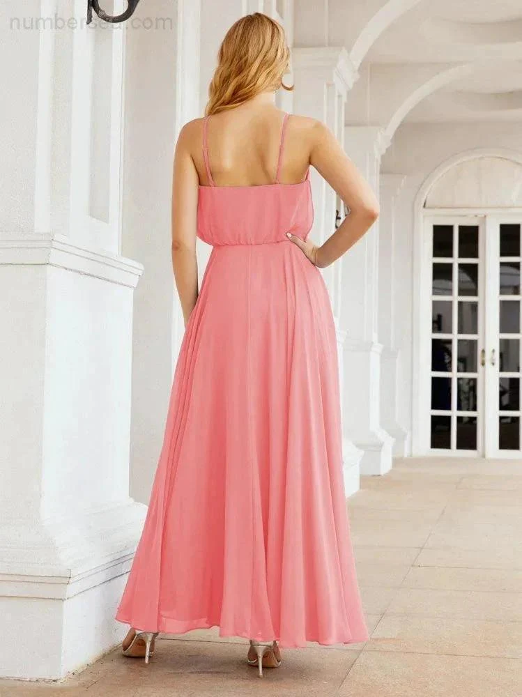 Numbersea  Halter Long Bridesmaid Dresses Formal A line Juniors Dress 28029 - Image 60