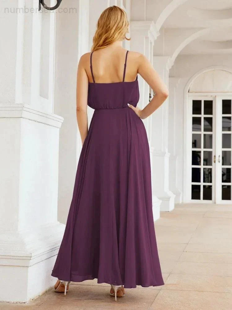 Numbersea  Halter Long Bridesmaid Dresses Formal A line Juniors Dress 28029 - Image 62