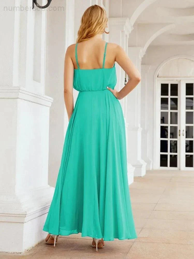 Numbersea  Halter Long Bridesmaid Dresses Formal A line Juniors Dress 28029 - Image 64