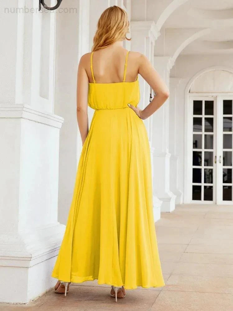 Numbersea  Halter Long Bridesmaid Dresses Formal A line Juniors Dress 28029 - Image 66