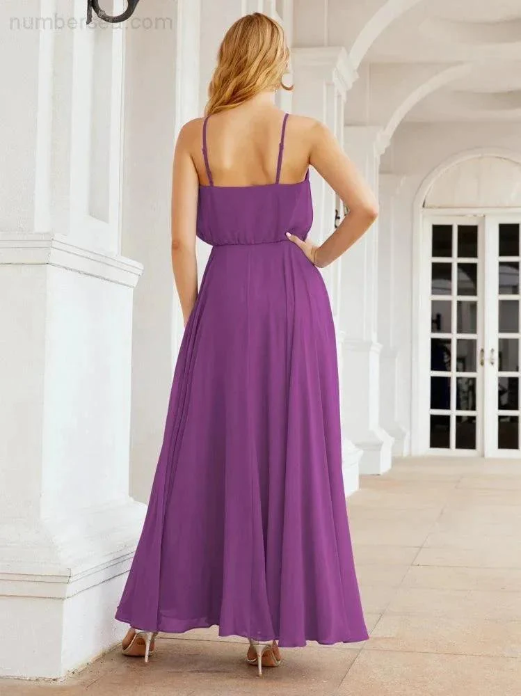 Numbersea  Halter Long Bridesmaid Dresses Formal A line Juniors Dress 28029 - Image 72