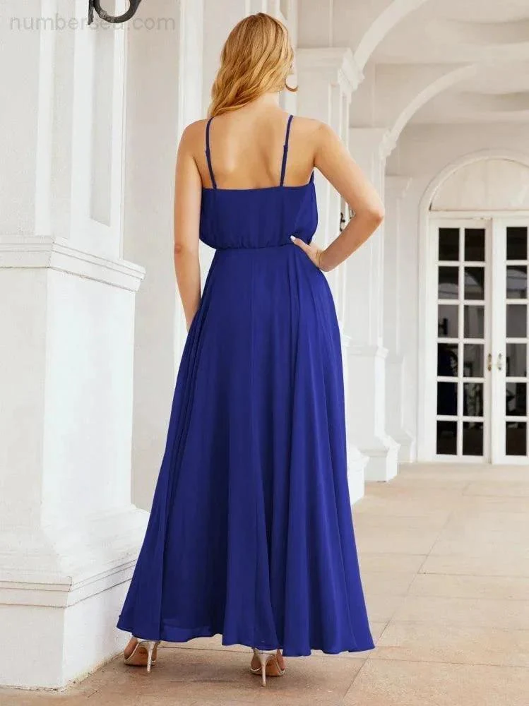 Numbersea  Halter Long Bridesmaid Dresses Formal A line Juniors Dress 28029 - Image 74