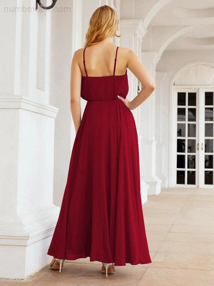 Numbersea  Halter Long Bridesmaid Dresses Formal A line Juniors Dress 28029 - Image 82