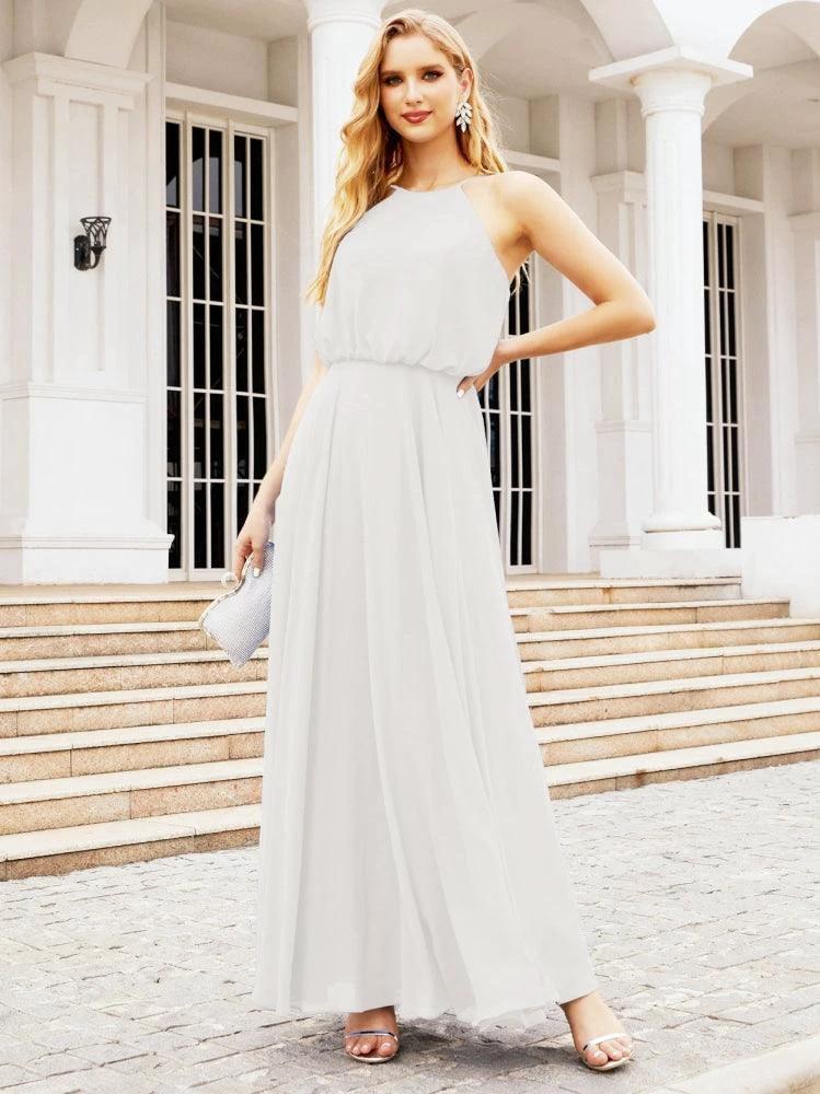 Numbersea  Halter Long Bridesmaid Dresses Formal A line Juniors Dress 28029 - Image 83