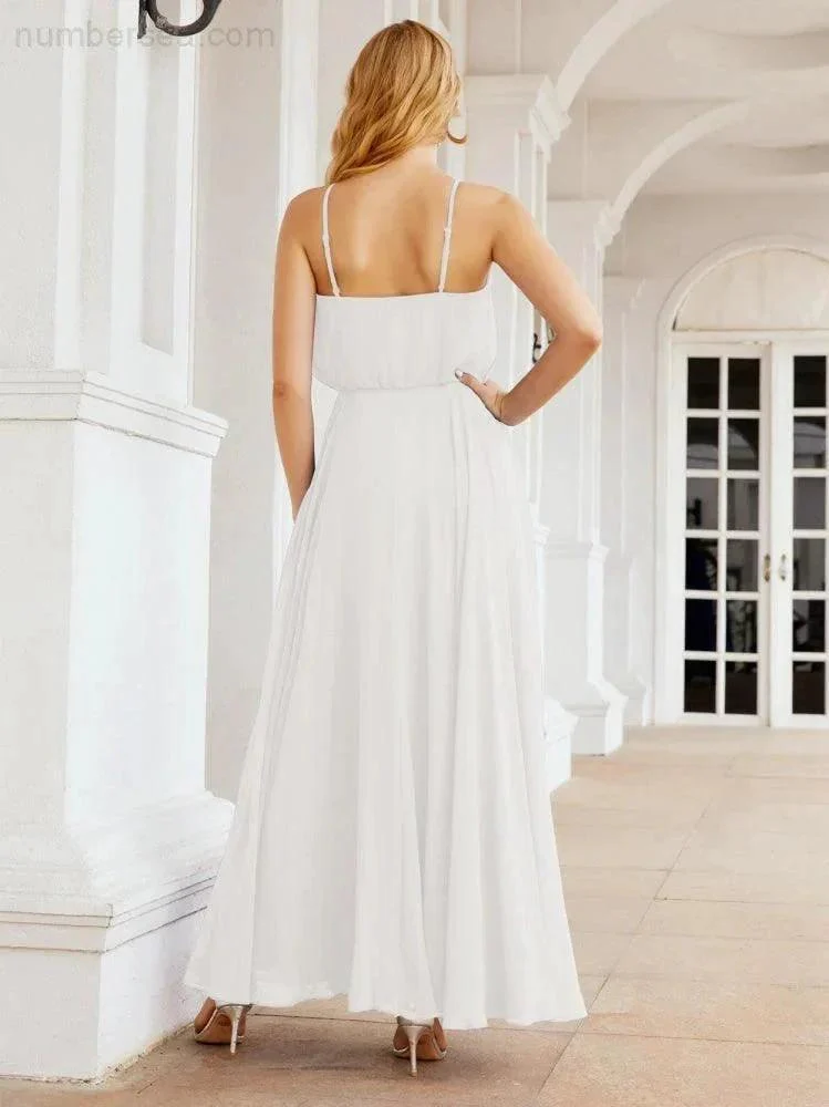 Numbersea  Halter Long Bridesmaid Dresses Formal A line Juniors Dress 28029 - Image 84