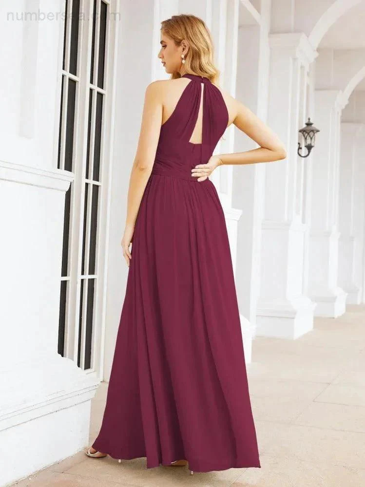 Numbersea Halter Sleeveless Bridesmaid Dresses Long for Party Wedding Evening 28054 - Image 101