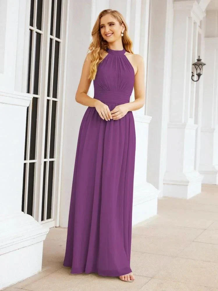 Numbersea Halter Sleeveless Bridesmaid Dresses Long for Party Wedding Evening 28054 - Image 106
