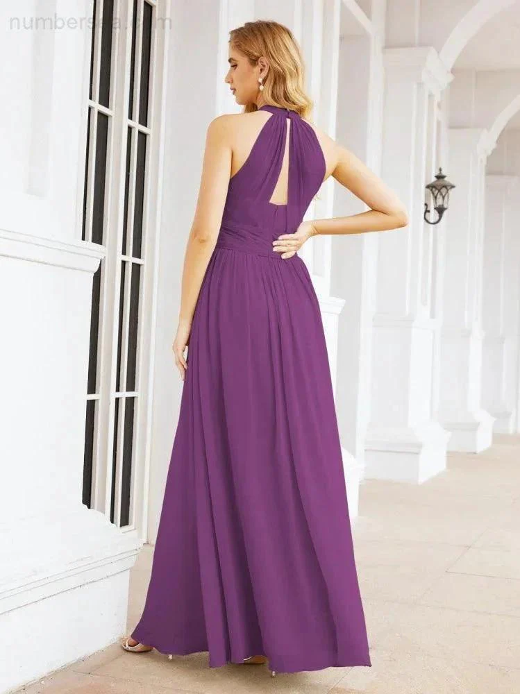 Numbersea Halter Sleeveless Bridesmaid Dresses Long for Party Wedding Evening 28054 - Image 107
