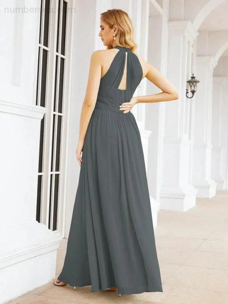 Numbersea Halter Sleeveless Bridesmaid Dresses Long for Party Wedding Evening 28054 - Image 113