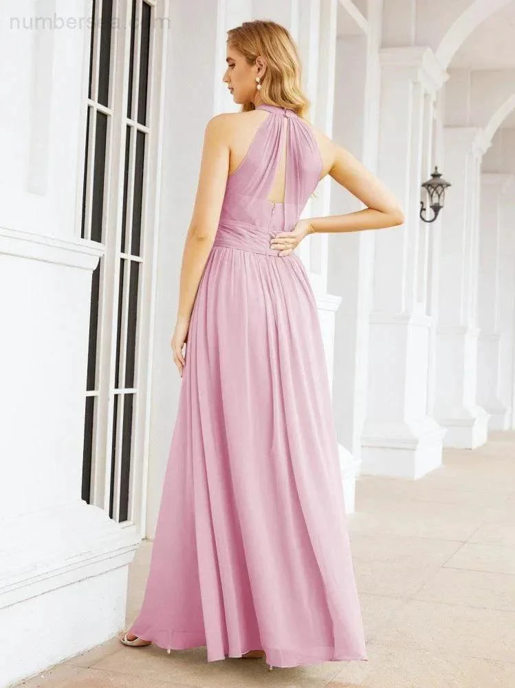 Numbersea Halter Sleeveless Bridesmaid Dresses Long for Party Wedding Evening 28054 - Image 116