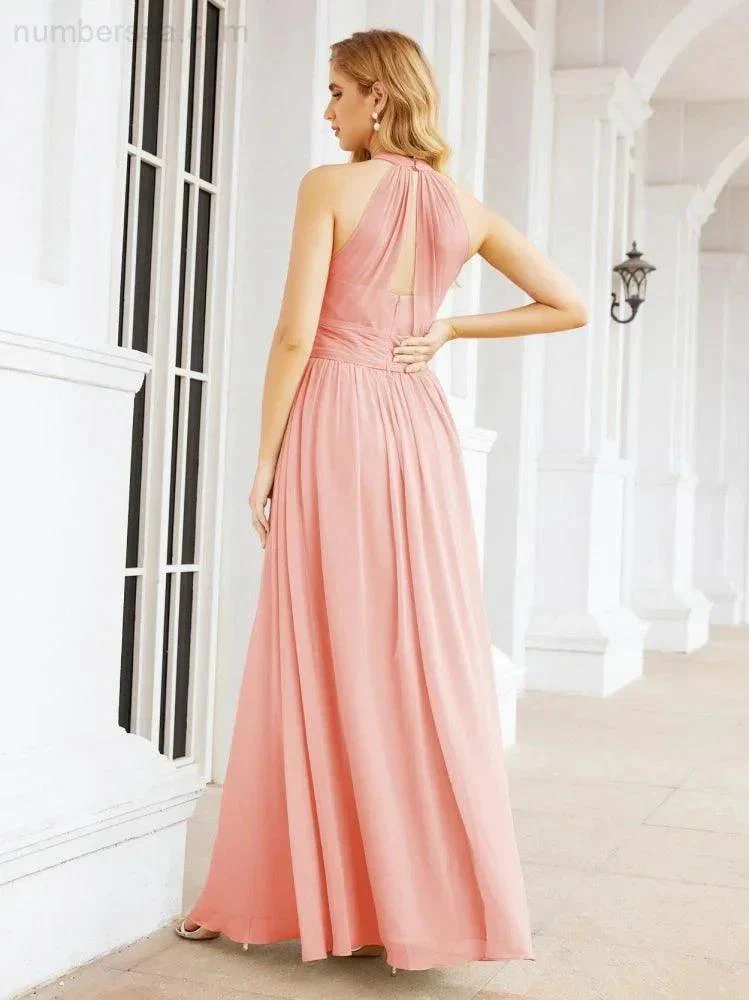 Numbersea Halter Sleeveless Bridesmaid Dresses Long for Party Wedding Evening 28054 - Image 119