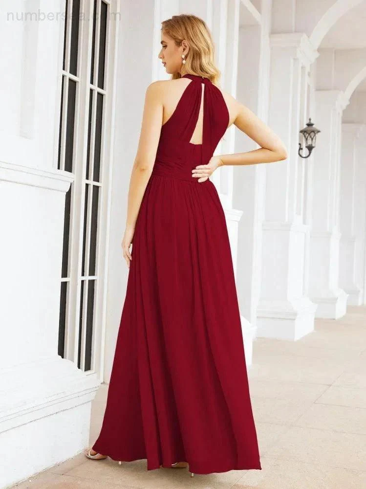 Numbersea Halter Sleeveless Bridesmaid Dresses Long for Party Wedding Evening 28054 - Image 122