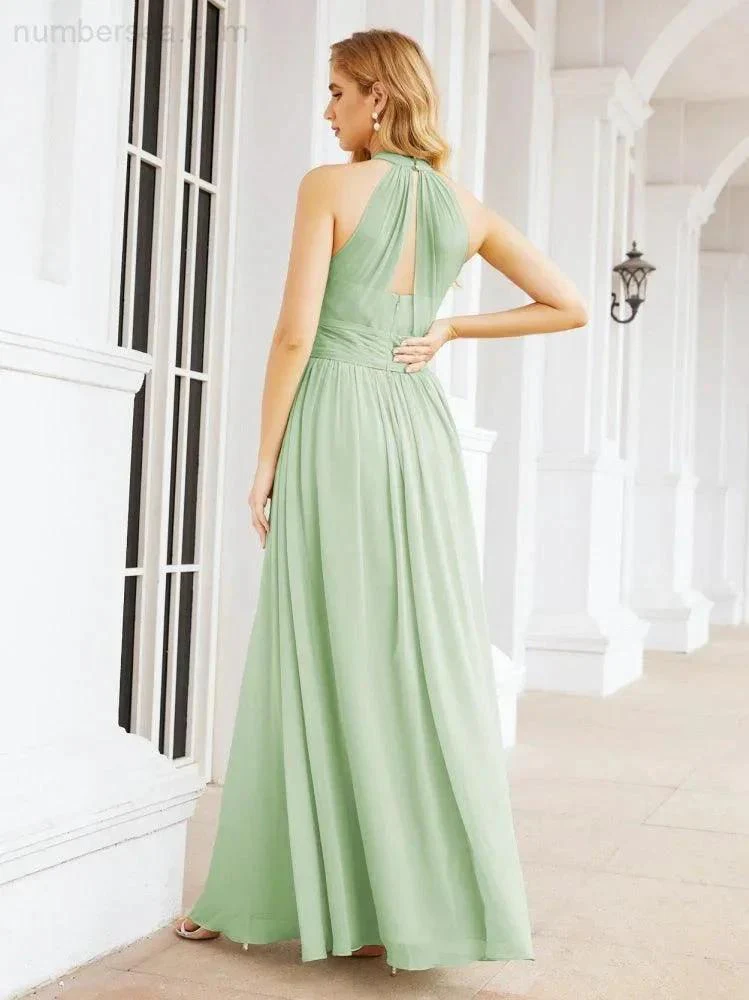 Numbersea Halter Sleeveless Bridesmaid Dresses Long for Party Wedding Evening 28054 - Image 14