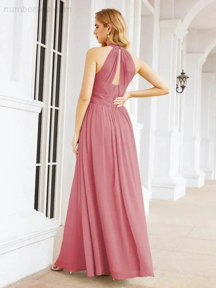 Numbersea Halter Sleeveless Bridesmaid Dresses Long for Party Wedding Evening 28054 - Image 32