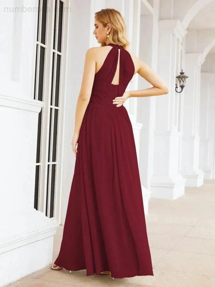 Numbersea Halter Sleeveless Bridesmaid Dresses Long for Party Wedding Evening 28054 - Image 35