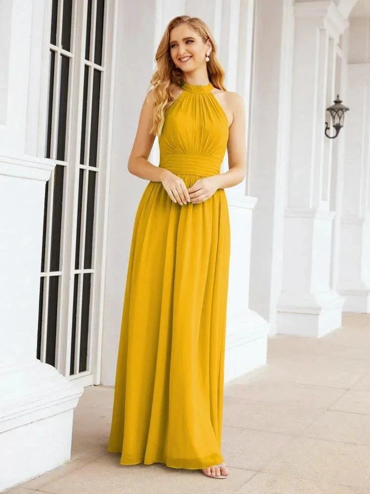 Numbersea Halter Sleeveless Bridesmaid Dresses Long for Party Wedding Evening 28054 - Image 4