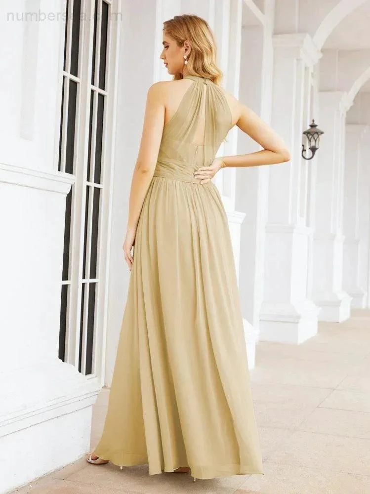 Numbersea Halter Sleeveless Bridesmaid Dresses Long for Party Wedding Evening 28054 - Image 47