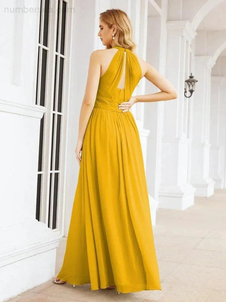 Numbersea Halter Sleeveless Bridesmaid Dresses Long for Party Wedding Evening 28054 - Image 5
