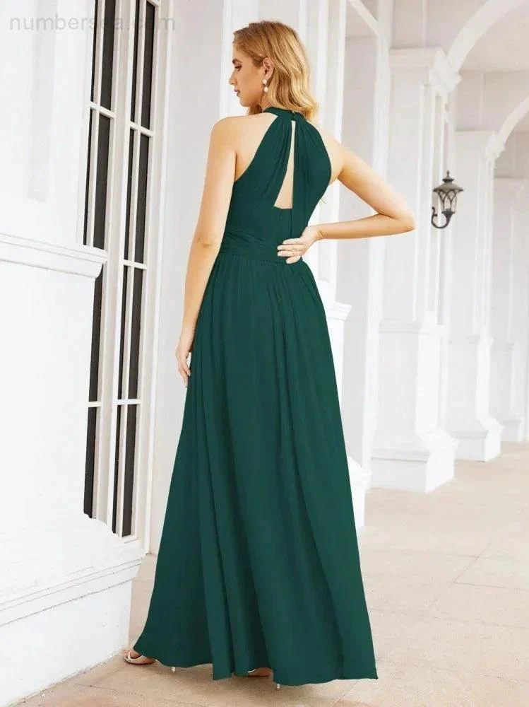 Numbersea Halter Sleeveless Bridesmaid Dresses Long for Party Wedding Evening 28054 - Image 50