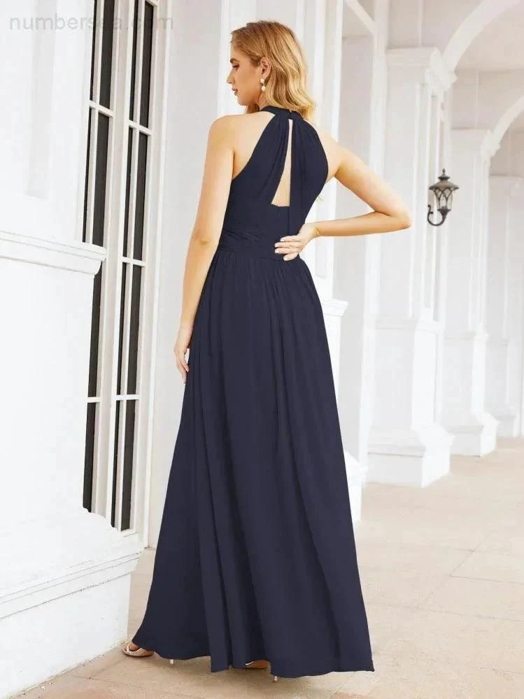 Numbersea Halter Sleeveless Bridesmaid Dresses Long for Party Wedding Evening 28054 - Image 53