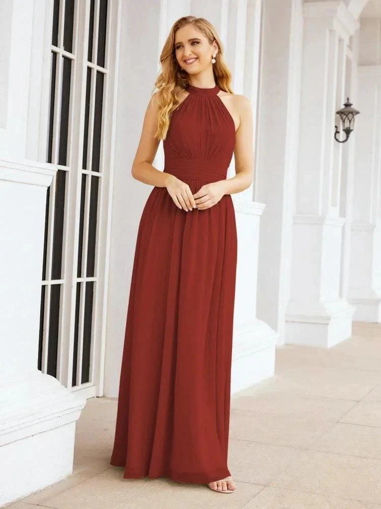 Numbersea Halter Sleeveless Bridesmaid Dresses Long for Party Wedding Evening 28054 - Image 55
