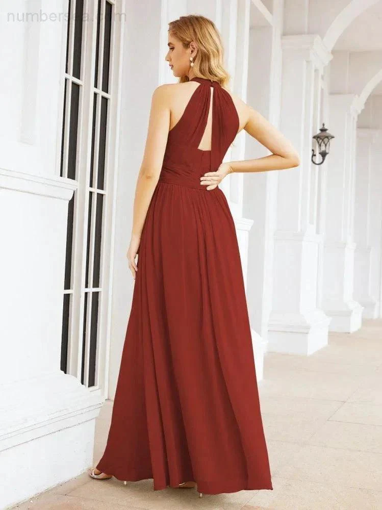 Numbersea Halter Sleeveless Bridesmaid Dresses Long for Party Wedding Evening 28054 - Image 56