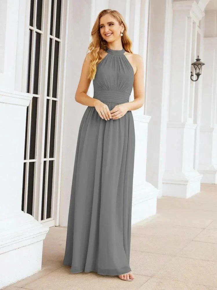 Numbersea Halter Sleeveless Bridesmaid Dresses Long for Party Wedding Evening 28054 - Image 58